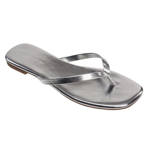 French Connection Women's Morgan Flat Thong Flip Flop Sandals Silver Size 10 - Picture 1 of 4